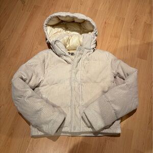 Aritzia Cream Superpuff Bomber Jacket